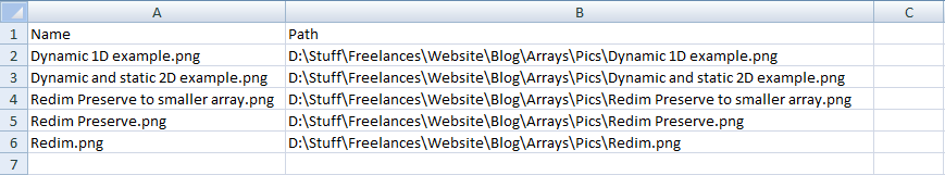 File Names and Path Excel VBA