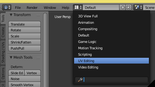 UV Editing menu