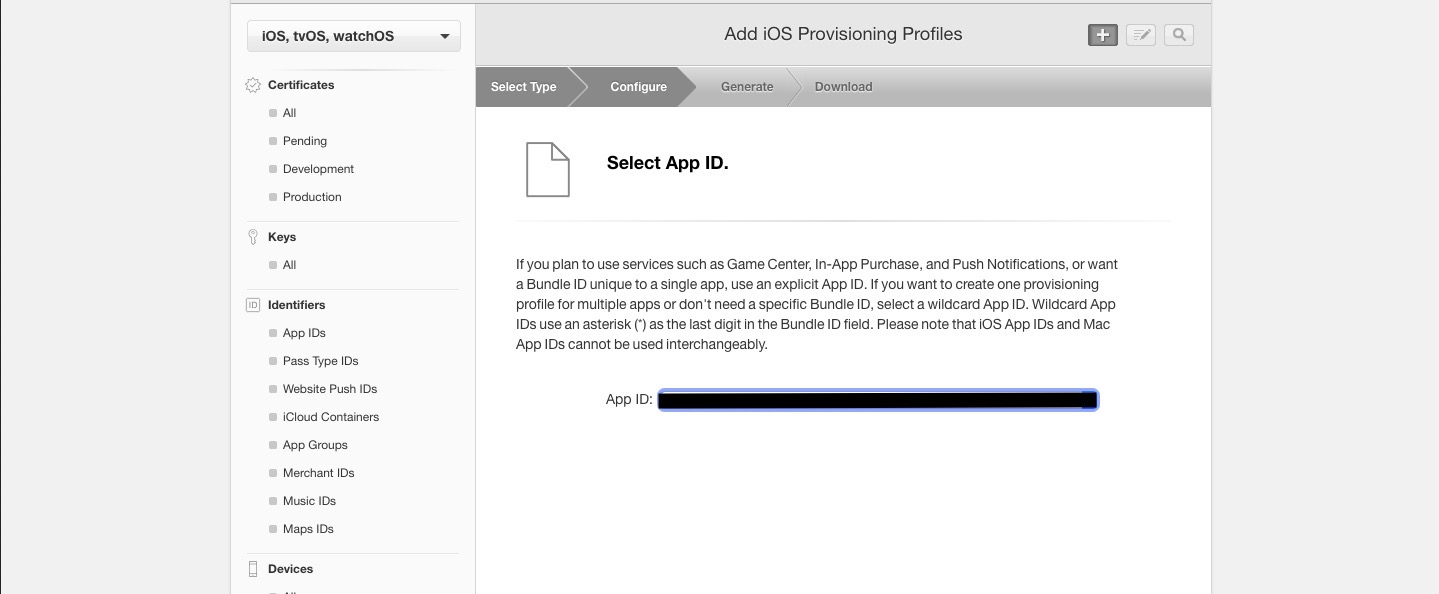 provisioning profiles app id