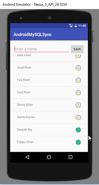 android sync sqlite database with mysql