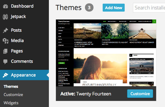 Adding a new theme to WordPress