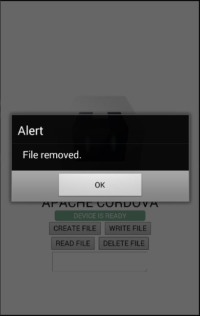 Cordova File Delete