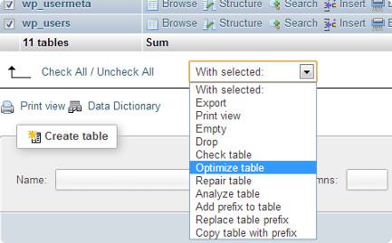 Optimizing your WordPress database using phpMyAdmin