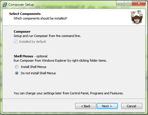 Installing composer on Wamp