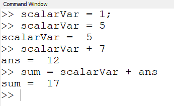 Octave code defining scalar variables.