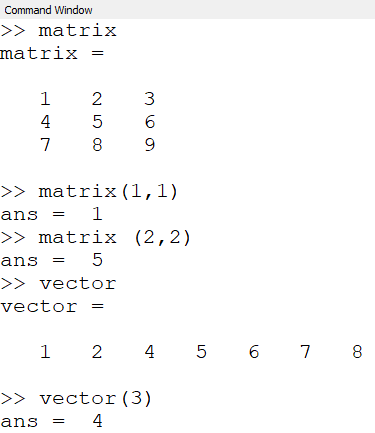 Accessing matrix elements.