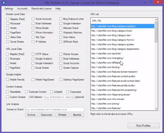 출처: URL Profiler