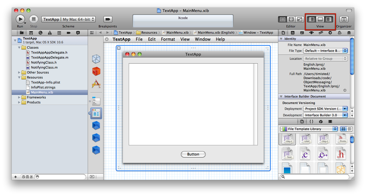 Xcode 4 Interface Utilities Area