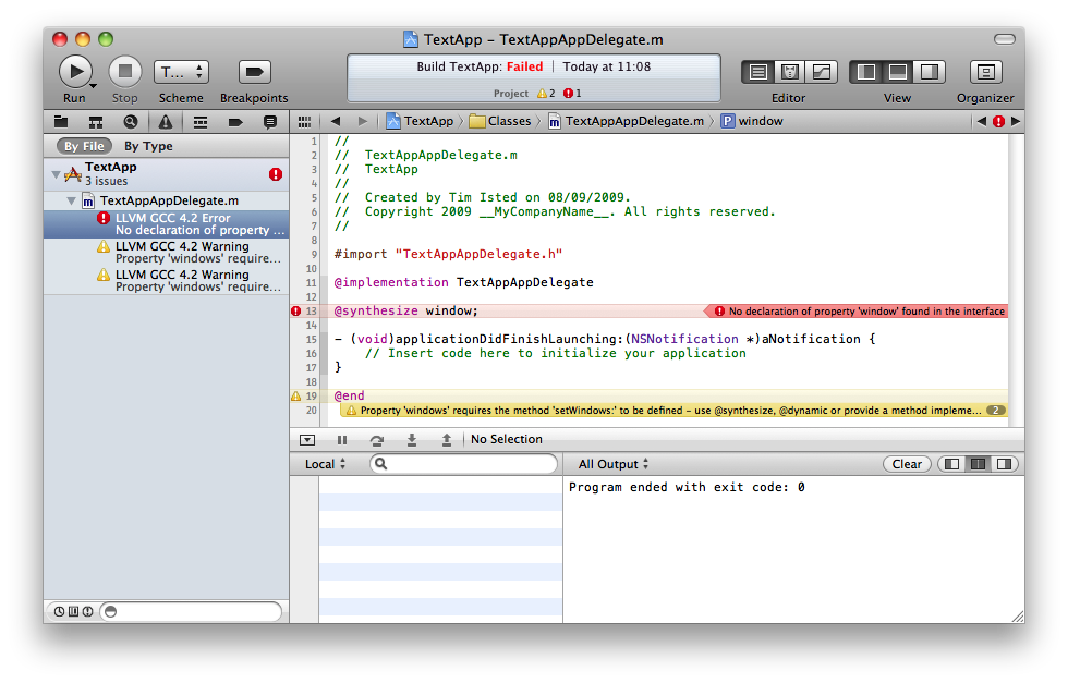 Xcode 4 Errors and Warnings