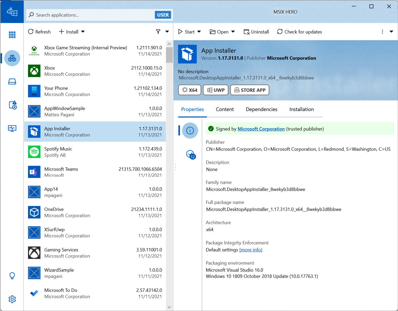 Figure 1.3 – MSIX Hero is a good example of an application that delivers a great user experience by using the WPF capabilities