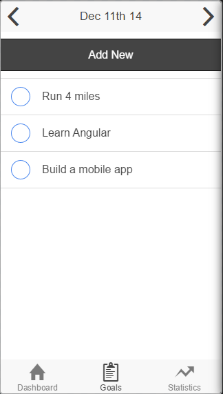 Main Goals Screen