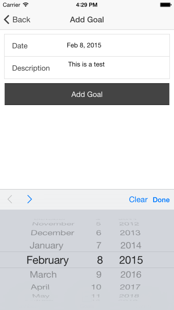 Add Goal Screen