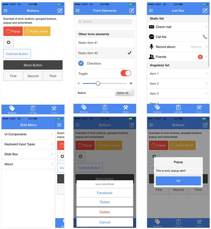 Ionic AngularJS Kitchensink