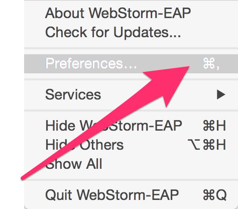 WebStorm > Preferences