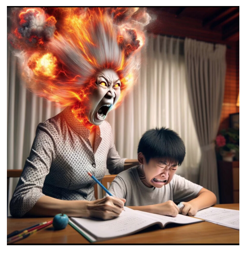 (공포) AI야, 내 시험지 확인하는 엄마 모습 그려줘.png