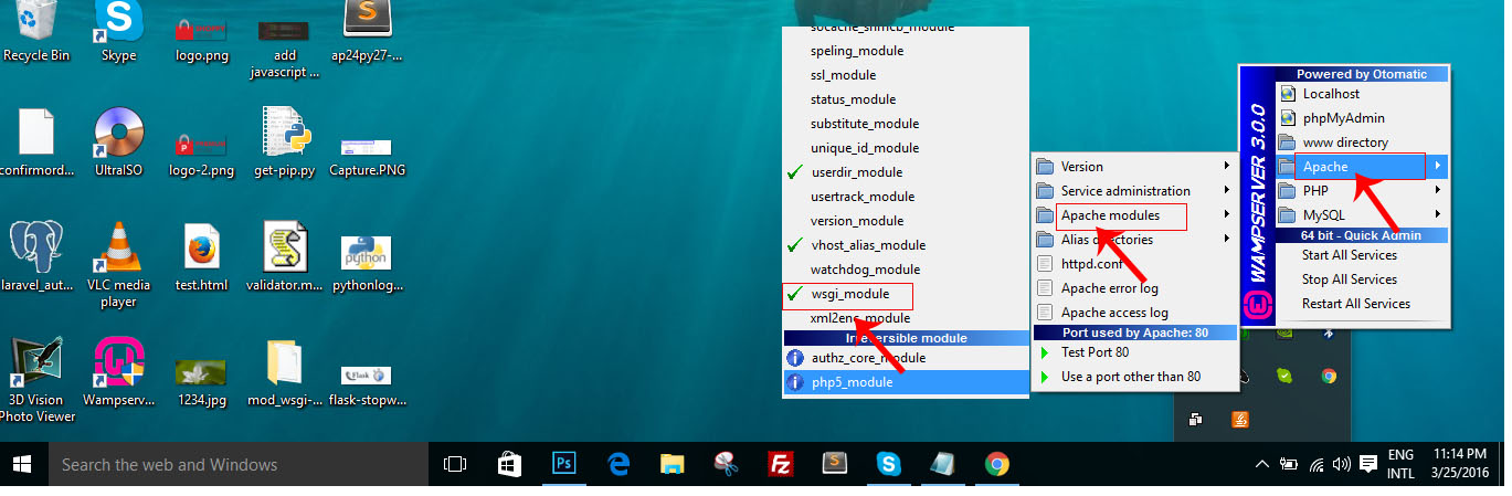 How to deploy python-flask in wampserver