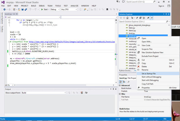 Optional: Visual Studio With Python and Minecraft: Running and Debugging