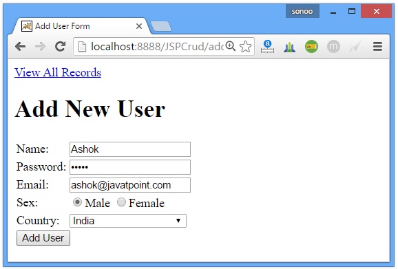 JSP CRUD Example 2