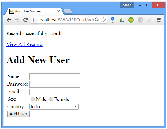 JSP CRUD Example 3