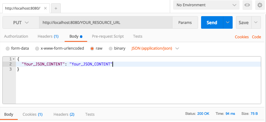 Executing PUT Rest Service From Postman Image
