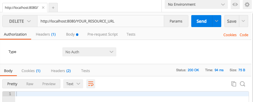 Executing Delete Rest Service From Postman Image
