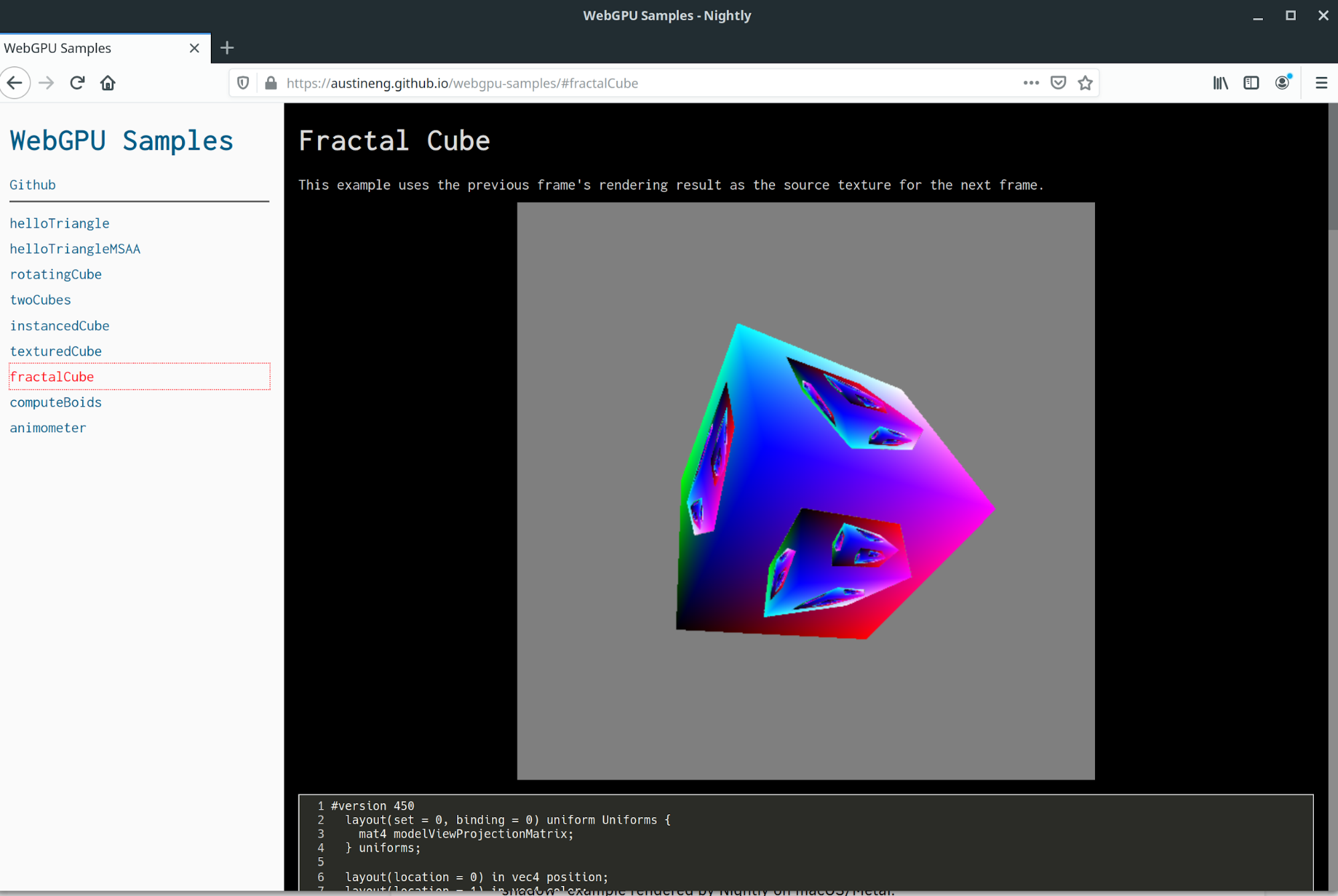Fractal cube example on Linux