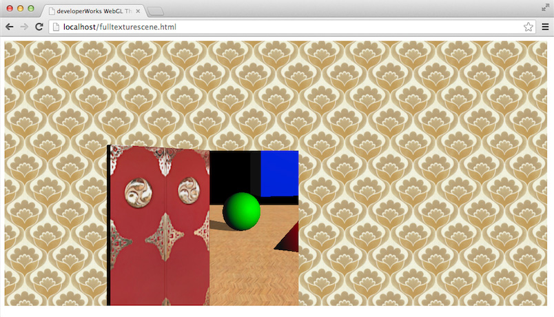 Screen capture of fulltexturescene.html as the door opens to reveal the second room