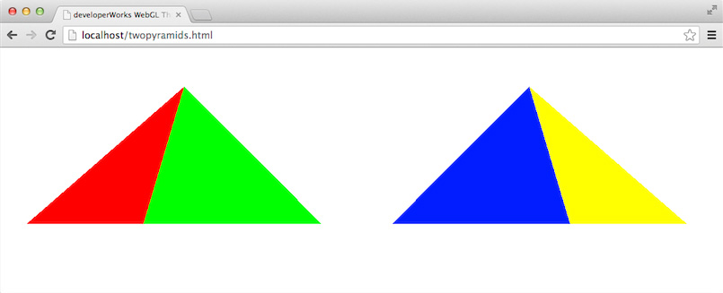 Screen capture of two rotated 3D pyramids appearing side by side