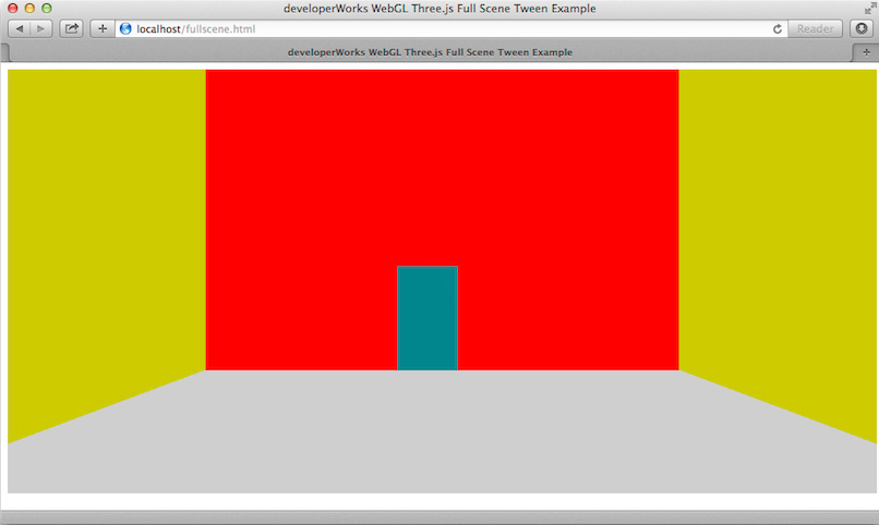 Screen capture of fullscene.html showing the first room with the door closed