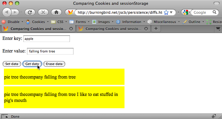 Returning to the original tab window and clicking âGet dataâ with âappleâ